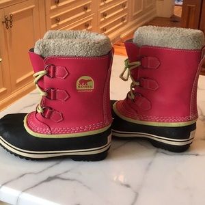 Pink Sorell winter boots with removable liner